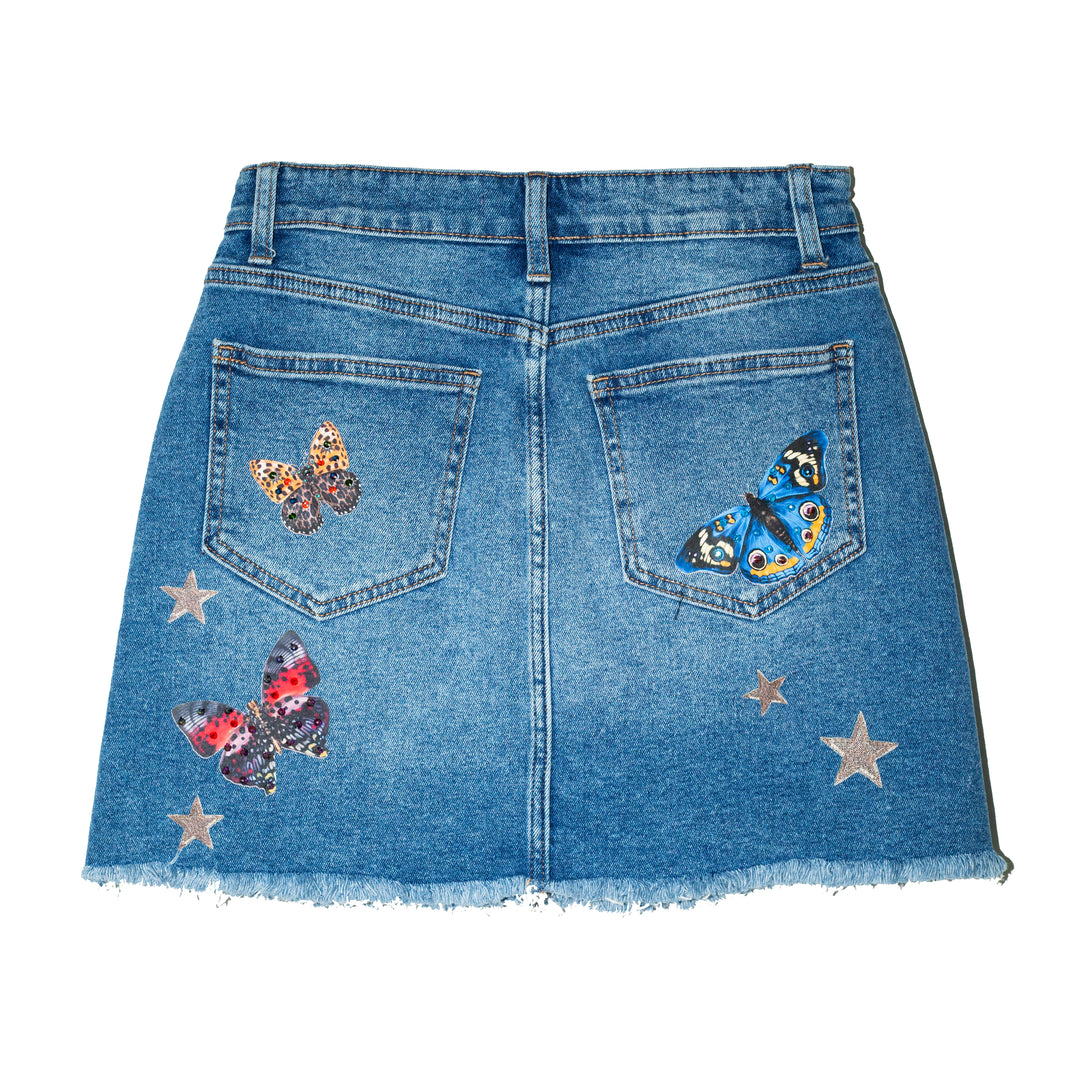 Denim mini skirt Unique con mariposas