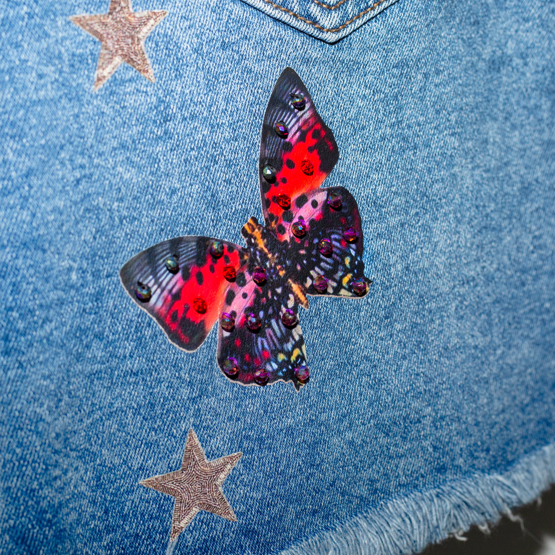 Denim mini skirt Unique con mariposas