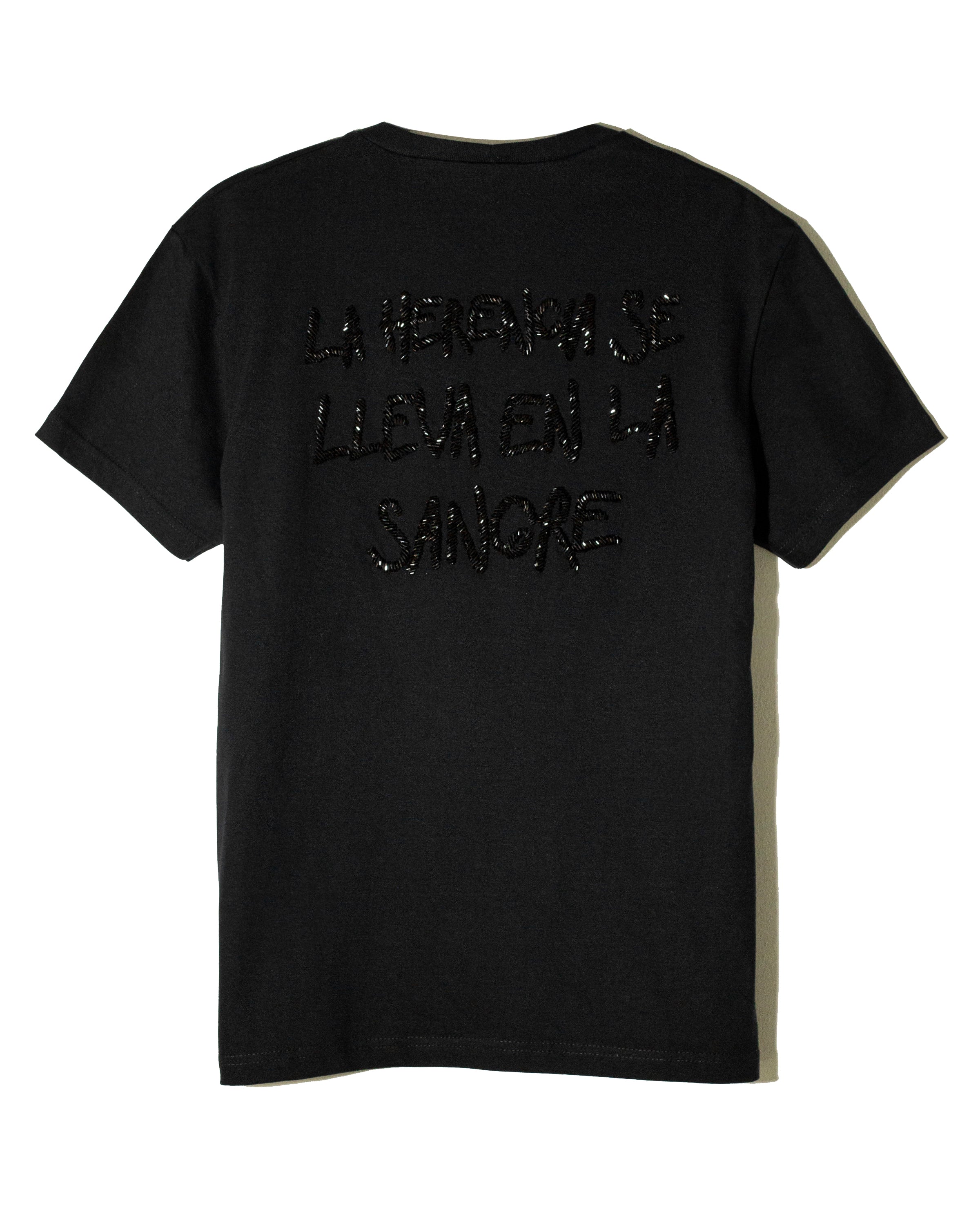 Black t shirt Medallón con cristales