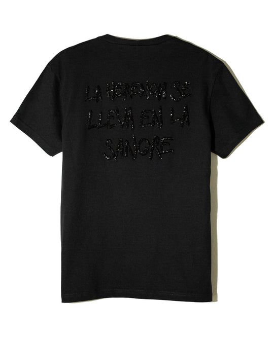 Black t shirt Medallón con cristales