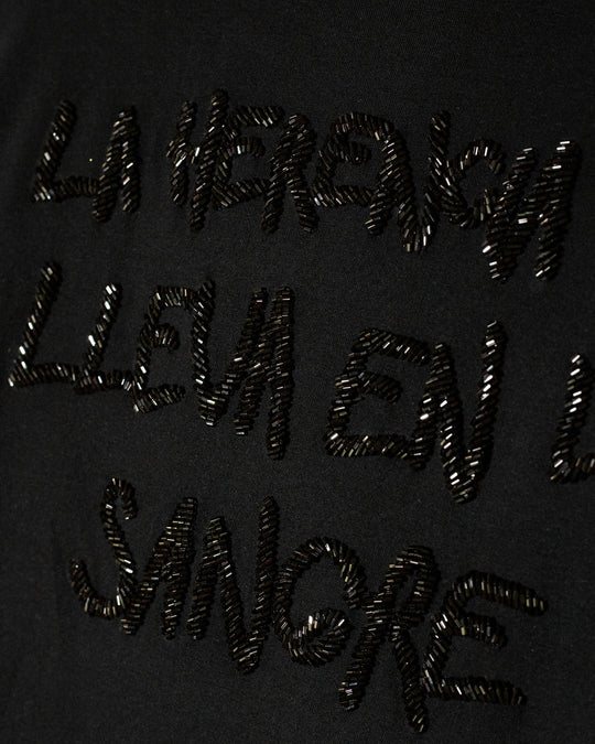 Black t shirt Medallón con cristales