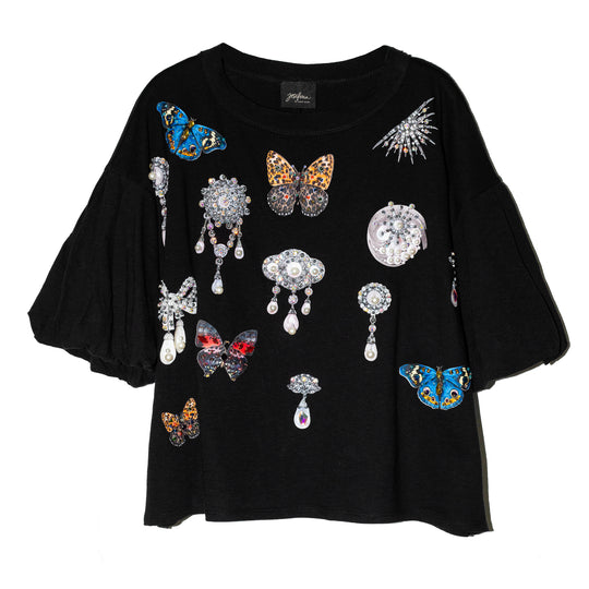 Blusa negra charms con mangas globo