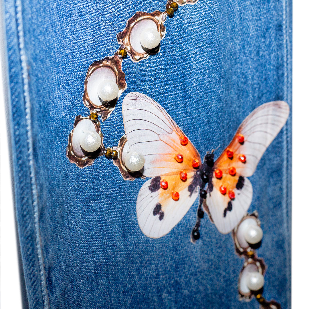 Boyfriend jeans mesh cristales y mariposas