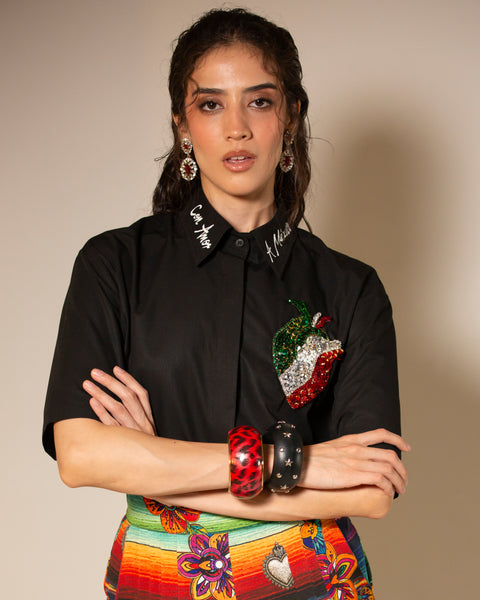 Camisa manga corta con corazón tricolor
