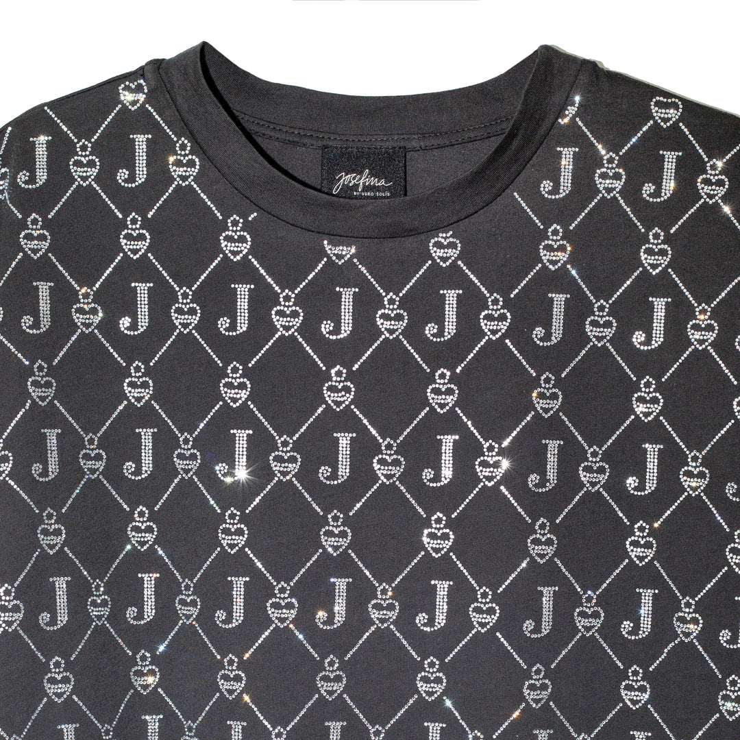 Cropped t shirt logomanía cristales