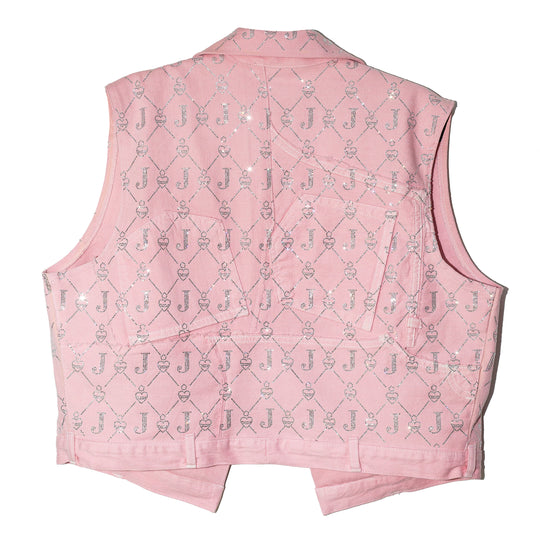Pink denim vest logomania