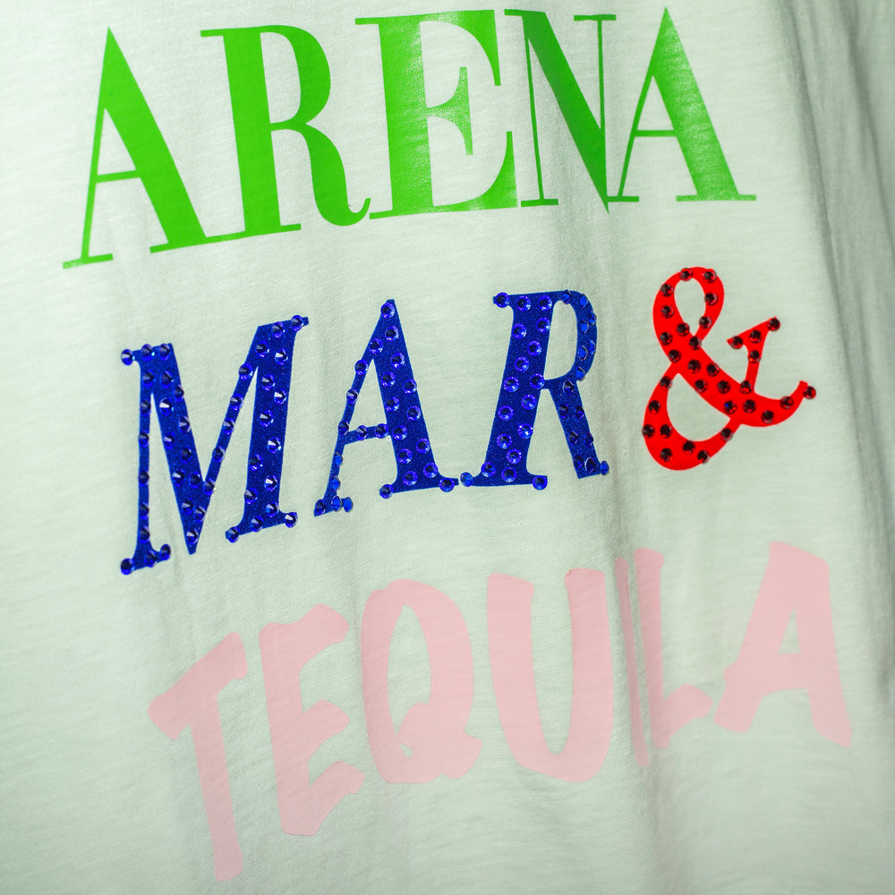 Oversized t shirt "Sol, arena, mar & tequila"