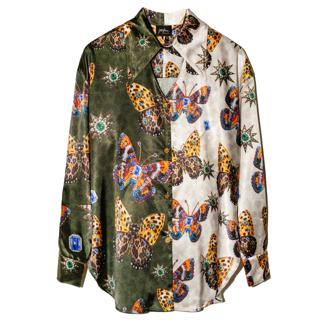 Camisera satinada mixed prints Mariposas