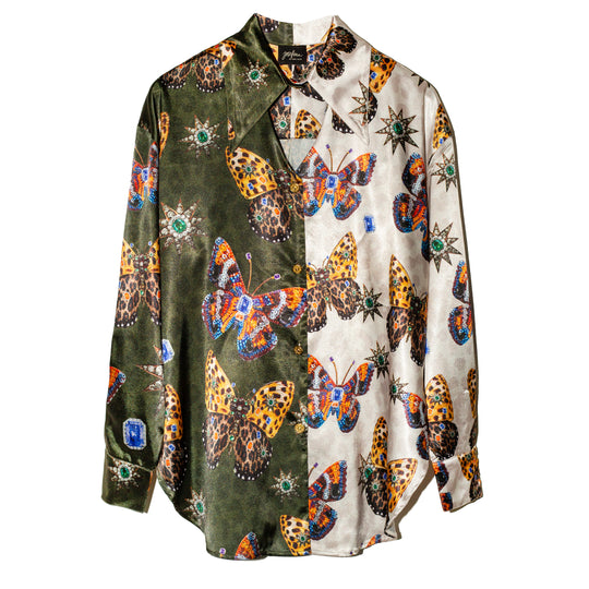 Camisera satinada mixed prints Mariposas