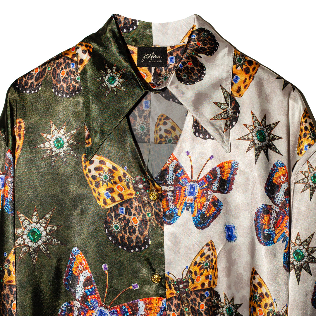 Camisera satinada mixed prints Mariposas