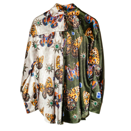 Camisera satinada mixed prints Mariposas