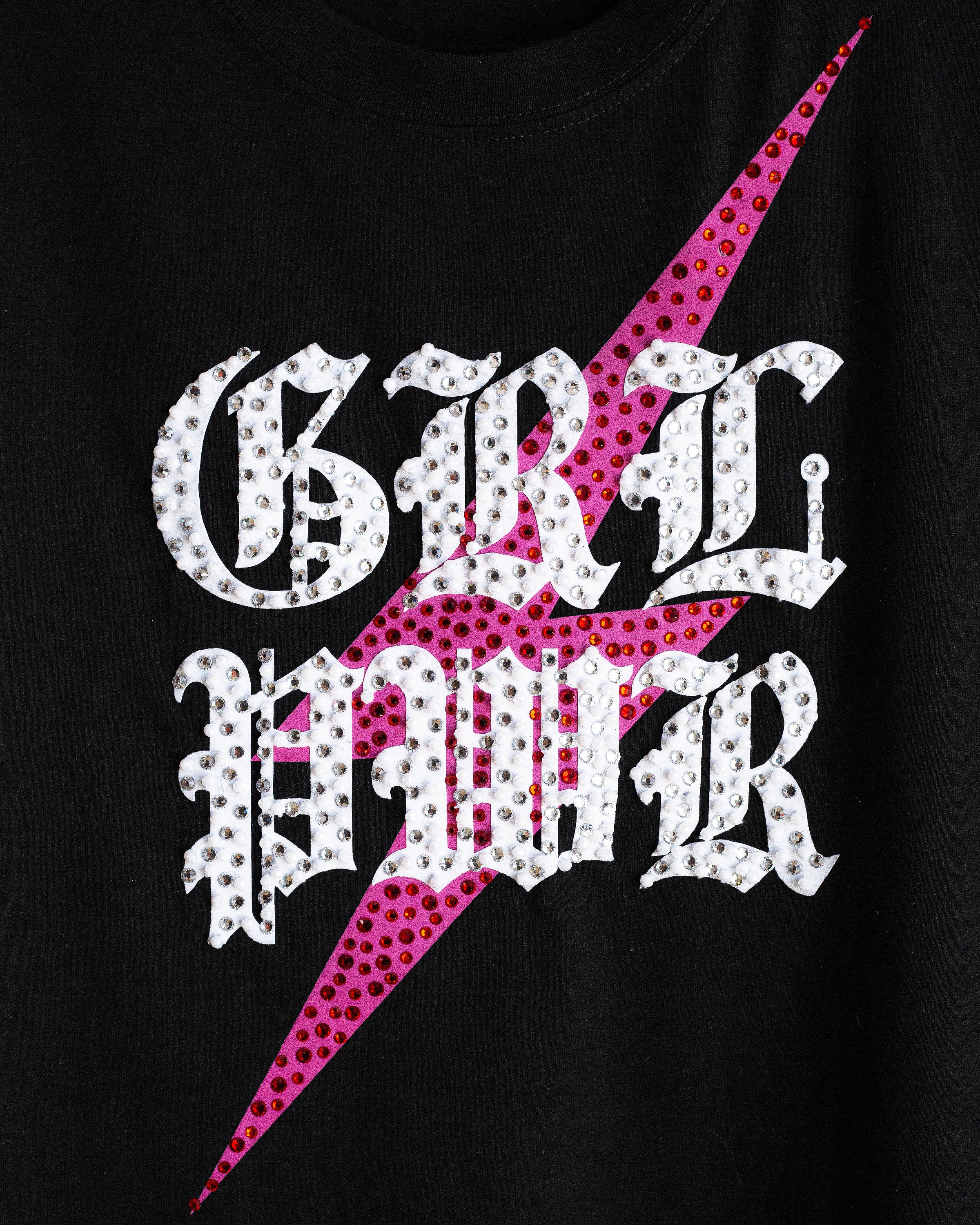 Cropped tee GRL PWR con mangas de encaje