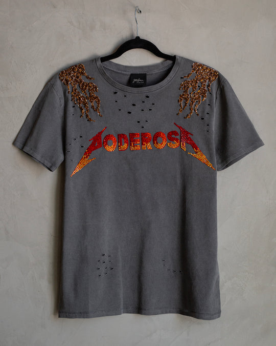 Ripped tee Poderosa con llamas