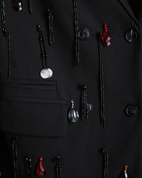 Blazer negro Fight like a girl con flecos bordados