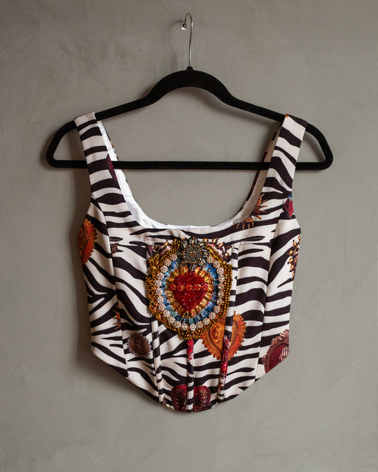 Corset zebra con sagrados corazones