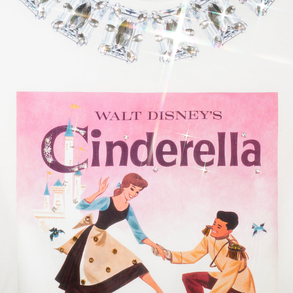 CROP TOP BLANCO POSTER “CINDERELLA” CON CRISTALES