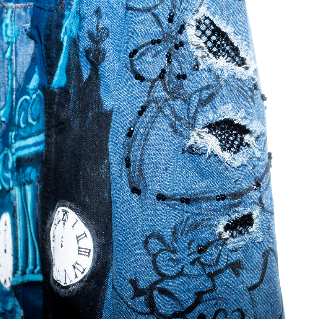 OVERSIZED DENIM JACKET “WHAT TIME IS THE BALL”