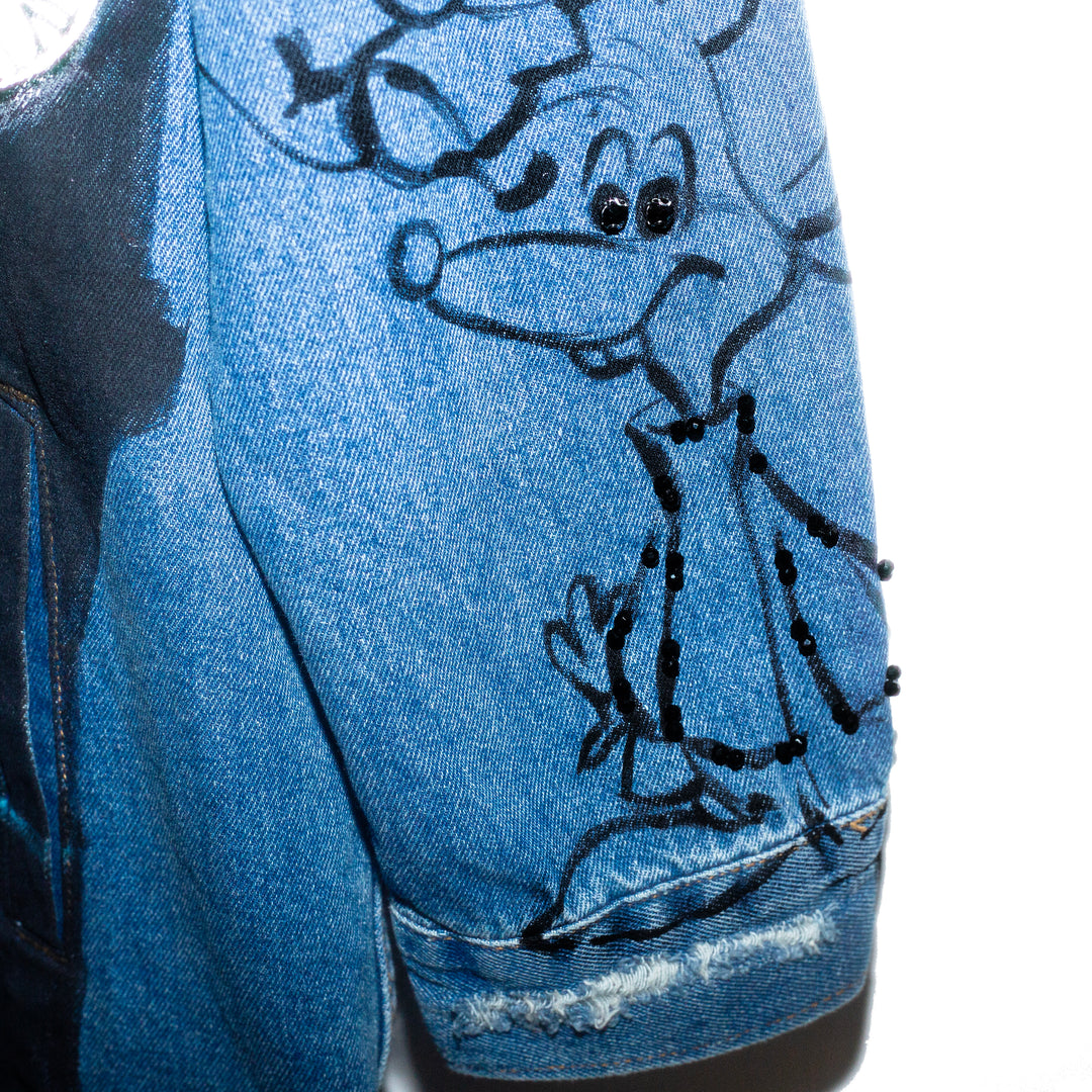 OVERSIZED DENIM JACKET “WHAT TIME IS THE BALL”
