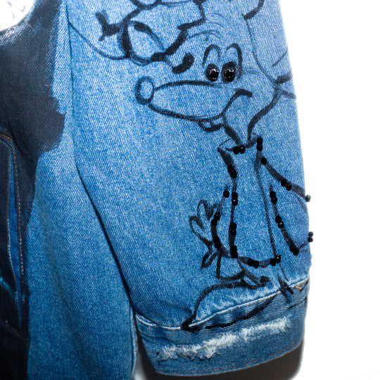 OVERSIZED DENIM JACKET “WHAT TIME IS THE BALL”
