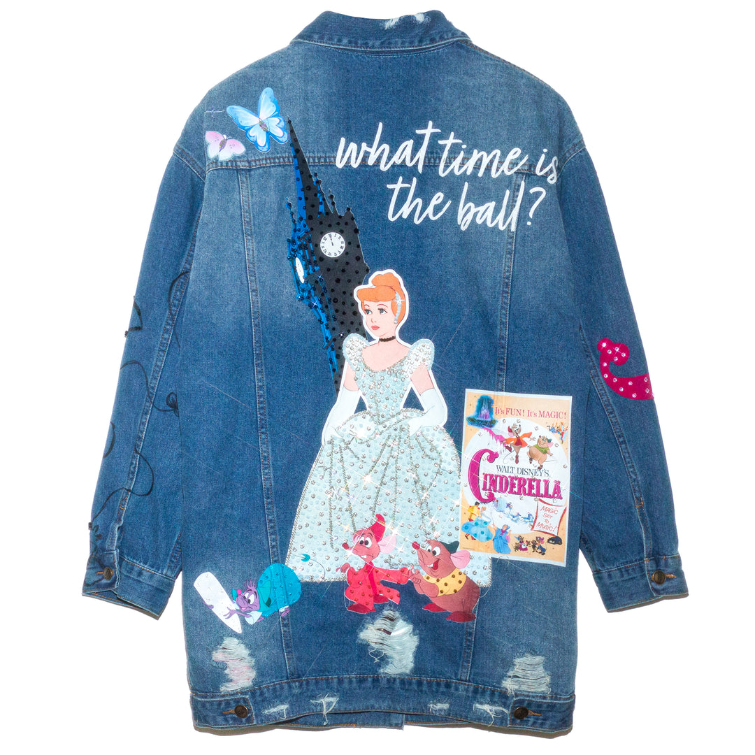 OVERSIZED DENIM JACKET “WHAT TIME IS THE BALL”
