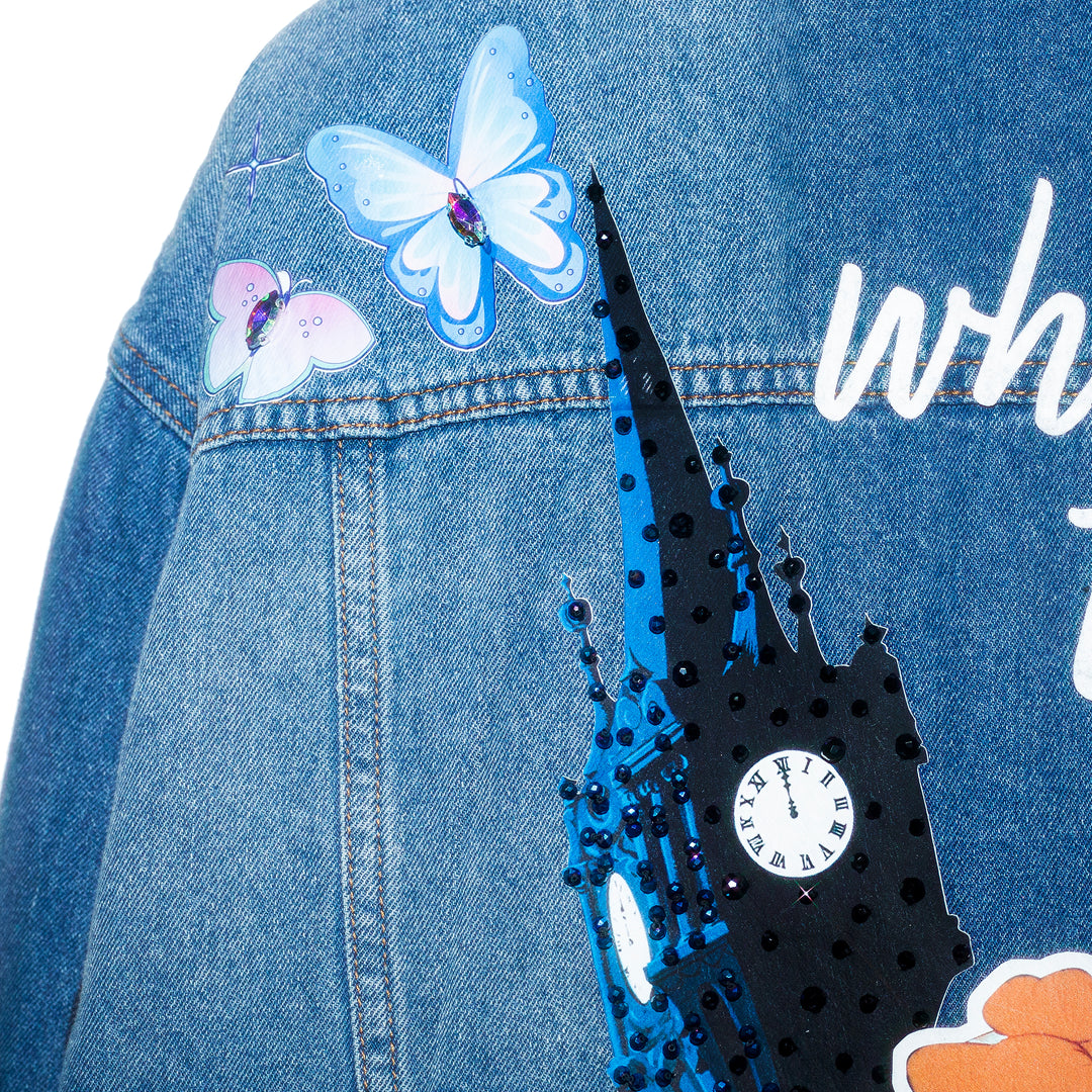OVERSIZED DENIM JACKET “WHAT TIME IS THE BALL”