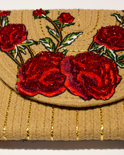 Cartera Decorada flores y gallo