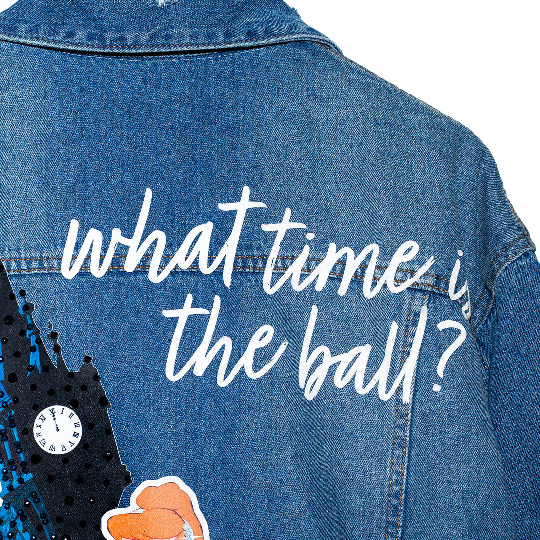 OVERSIZED DENIM JACKET “WHAT TIME IS THE BALL”