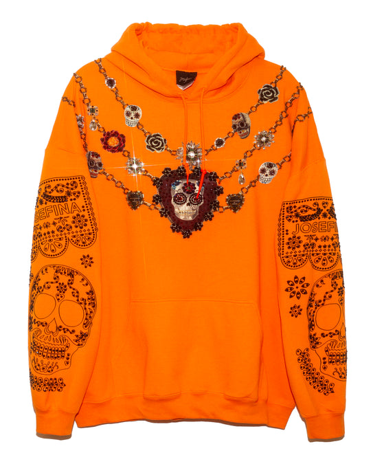 Hoodie naranja collar Amor y recuerdos