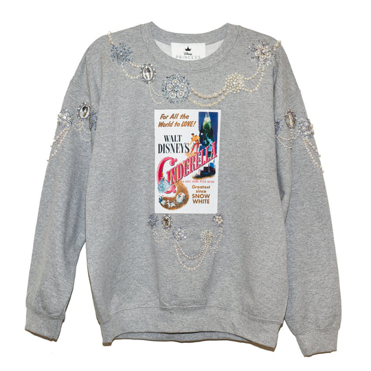 SWEATSHIRT GRIS “CINDERELLA” POSTER CON JOYAS