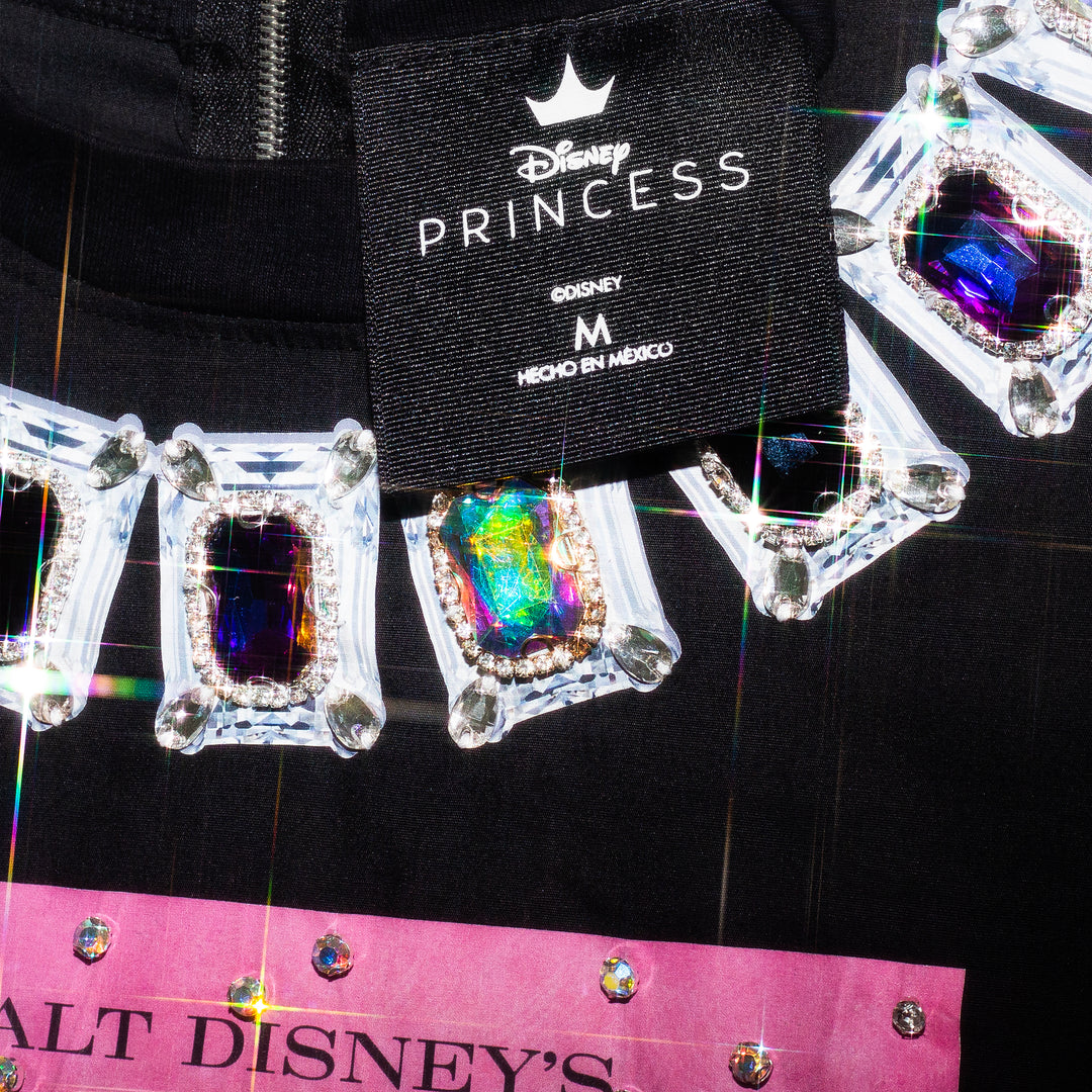 CROP TOP NEGRO POSTER “CINDERELLA” CON CRISTALES