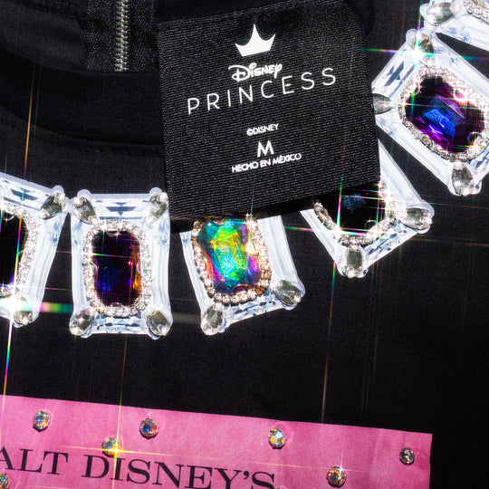 CROP TOP NEGRO POSTER “CINDERELLA” CON CRISTALES