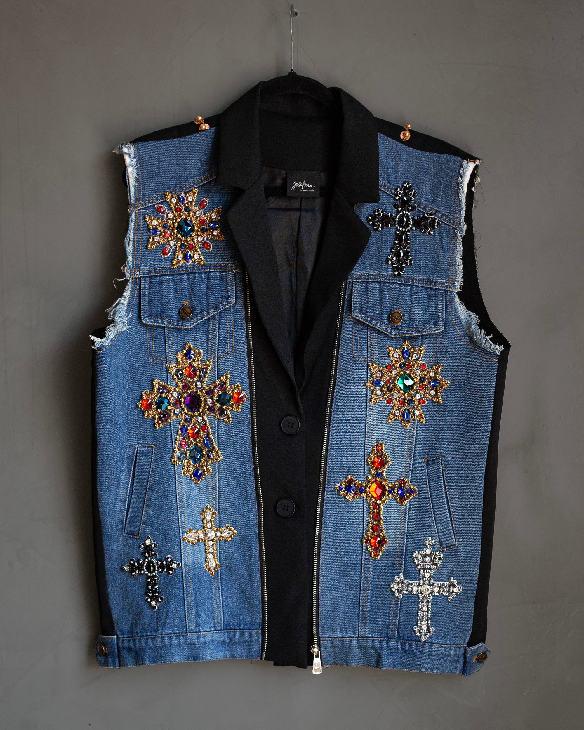 Black vest con mezclilla Fashion...