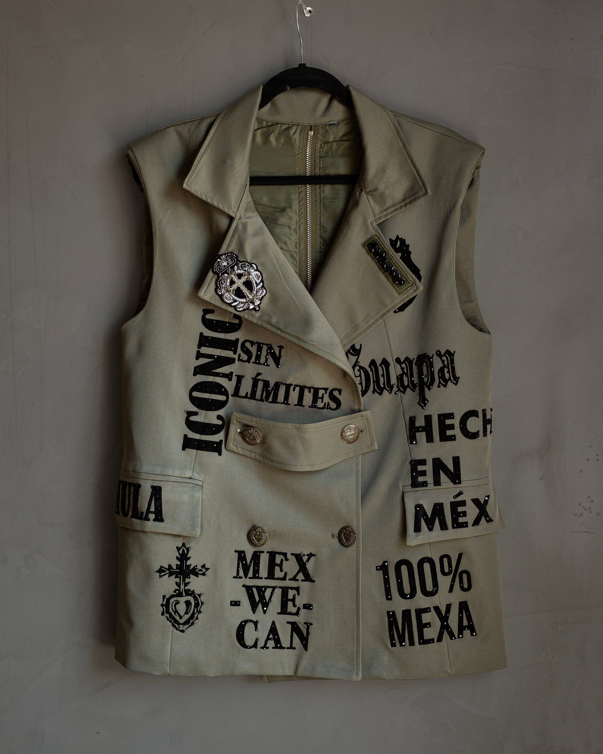 Cargo vest Mexicana de Corazón con cristales