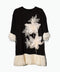 Camiseta/Vestido Negro con Detalles en Off-White