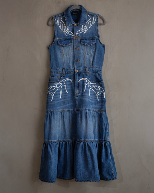 Vestido denim con grecas
