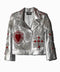 Silver Biker Jacket Crosses & Hearts
