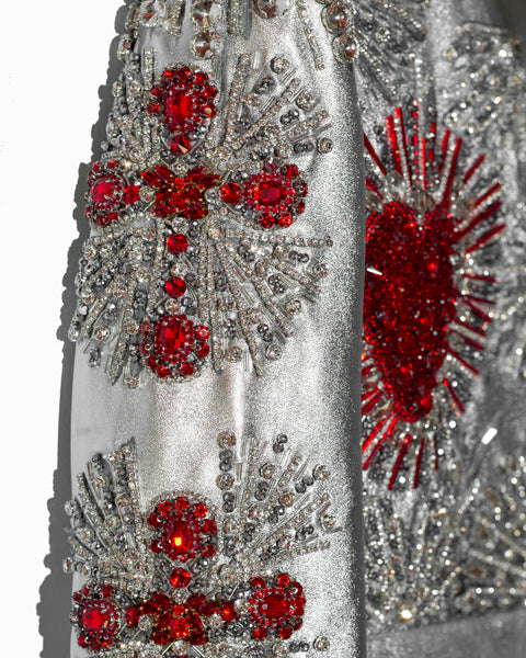 Silver Biker Jacket Crosses & Hearts
