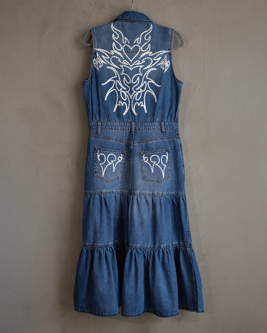 Vestido denim con grecas