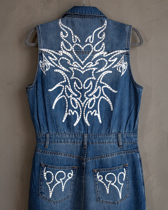 Vestido denim con grecas