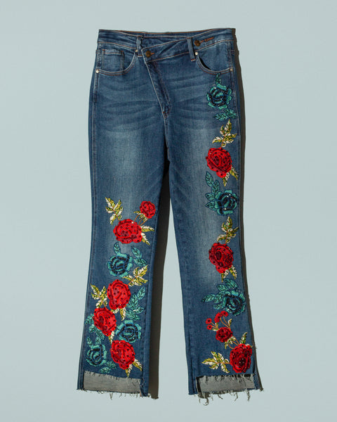 Denim Jeans con Rosas