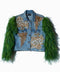 Denim Jacket Green Feathers