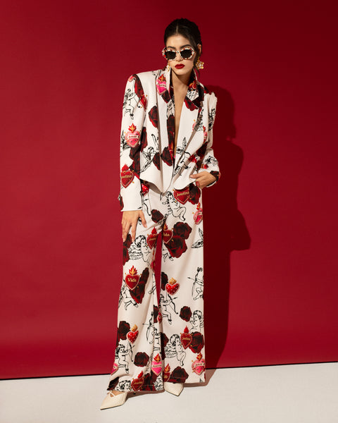 Tailored pants beige querubines y corazones