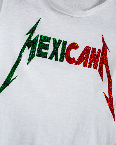Tee blanca Mexicana verde y rojo