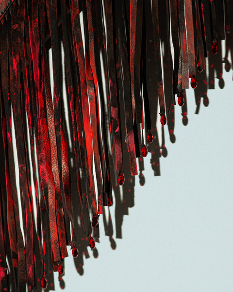 Chamarra con flecos roja con corazón