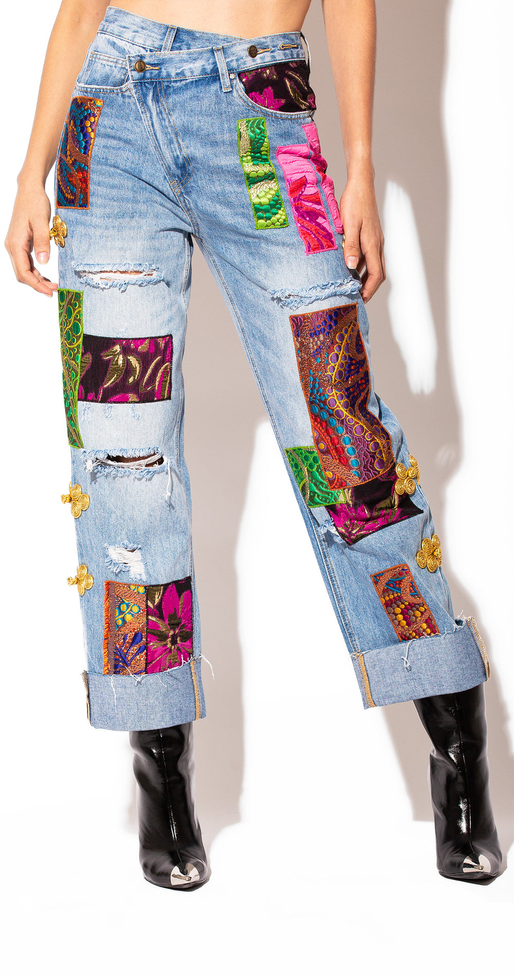 JEANS ASIMÉTRICO PATCHWORK