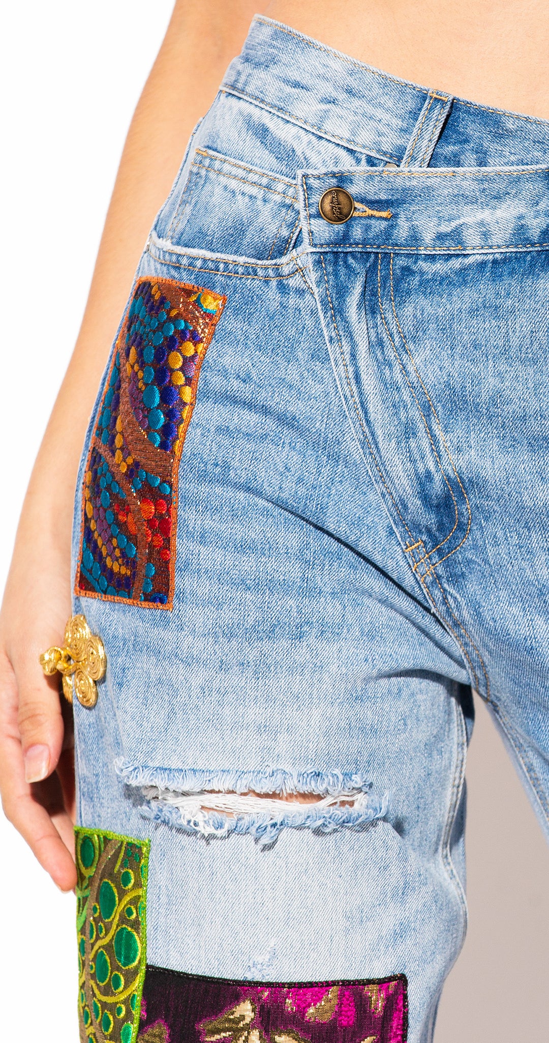 JEANS ASIMÉTRICO PATCHWORK
