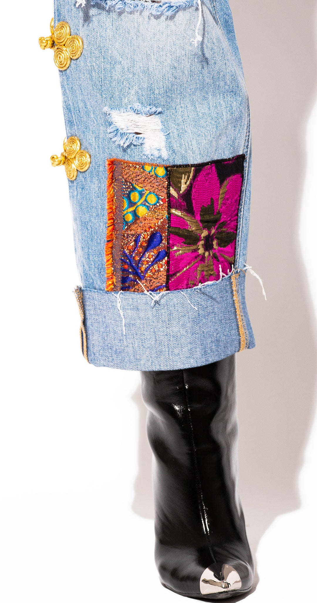 JEANS ASIMÉTRICO PATCHWORK