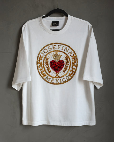 T shirt blanca medallón bordado