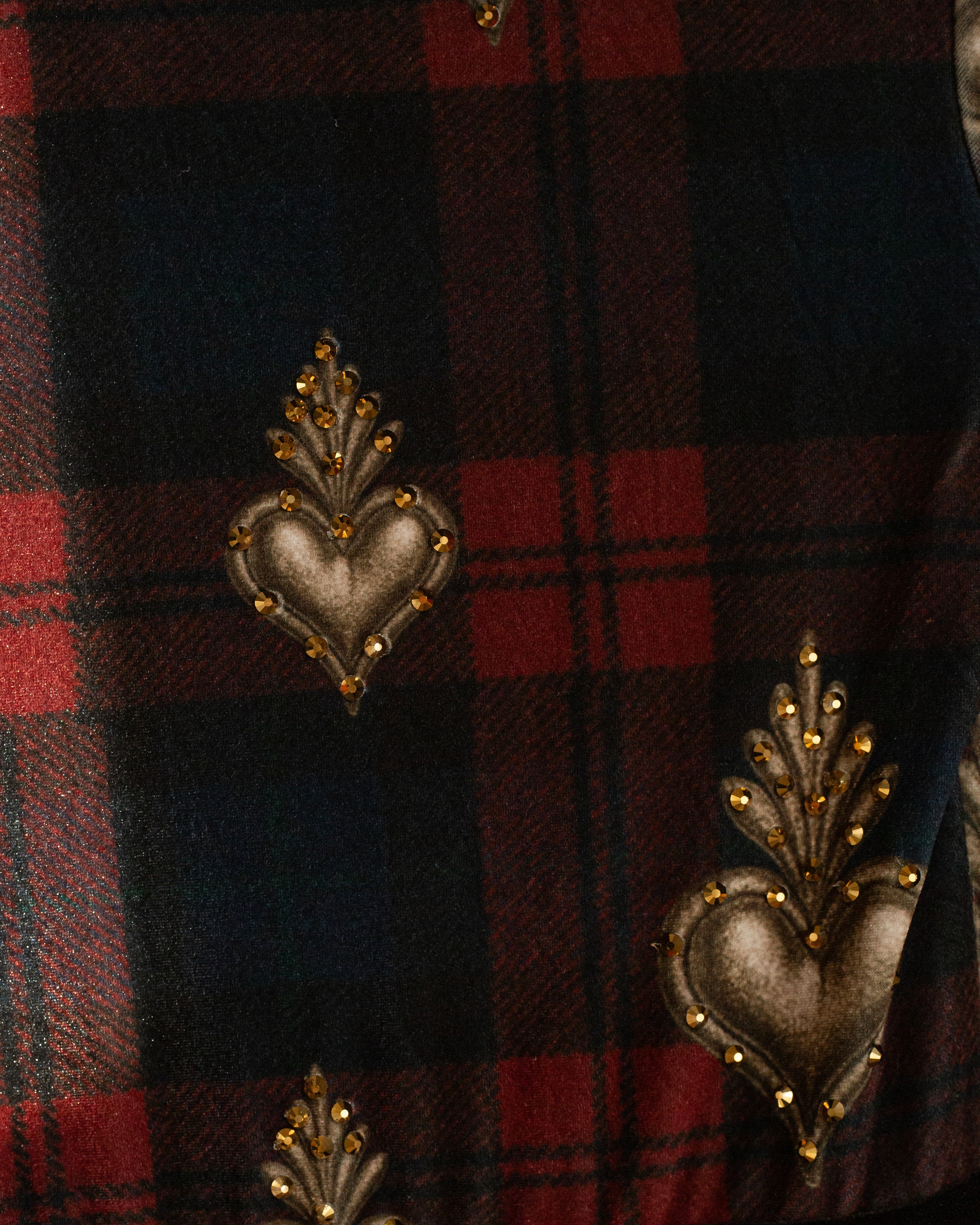 FINAL SALE Jumpsuit velvet tartan con corazones