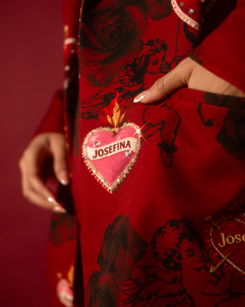 Tailored blazer rojo Querubines y corazones